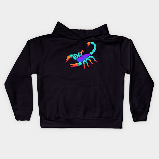 Trippy Psychedelic Rave Scorpion Kids Hoodie by Wizardmode